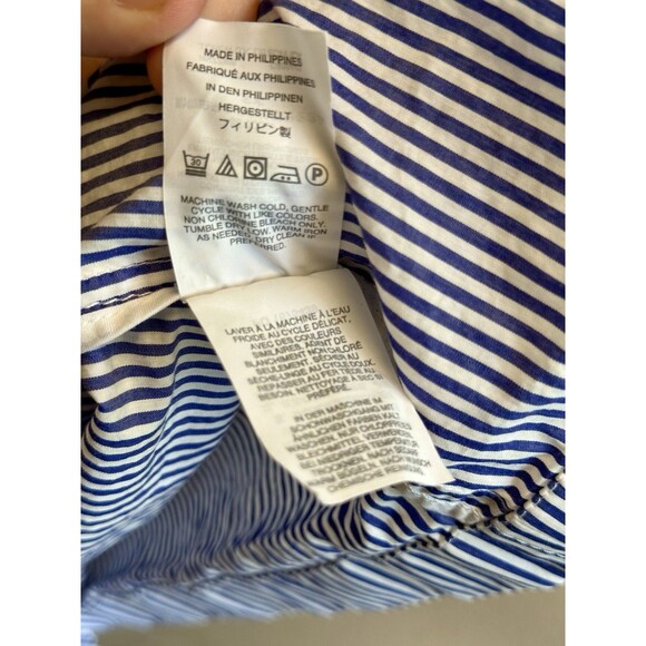 J Crew Womens Blue Striped Double-Breasted Cotton Trench Coat Pockets Size 2 - Picture 7 of 14